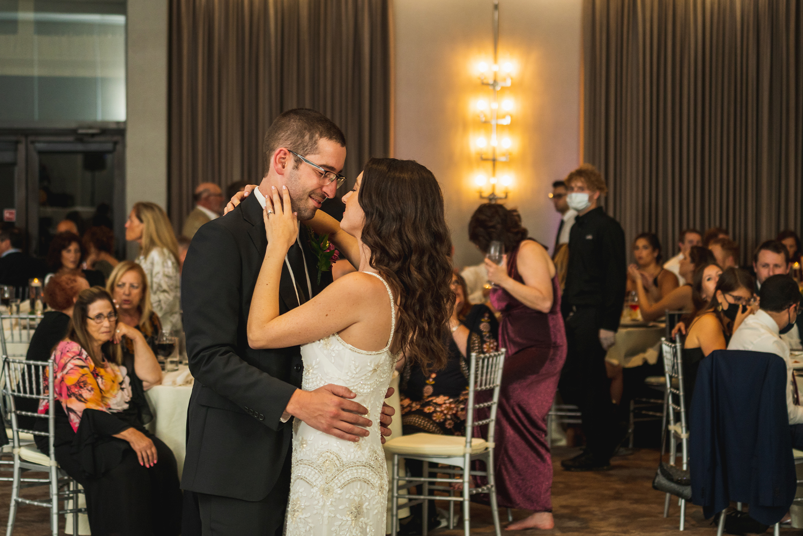 Bride and groom first dance, romantic, cute, sweet, classy wedding reception at Landerhaven, Mayfield Heights OH