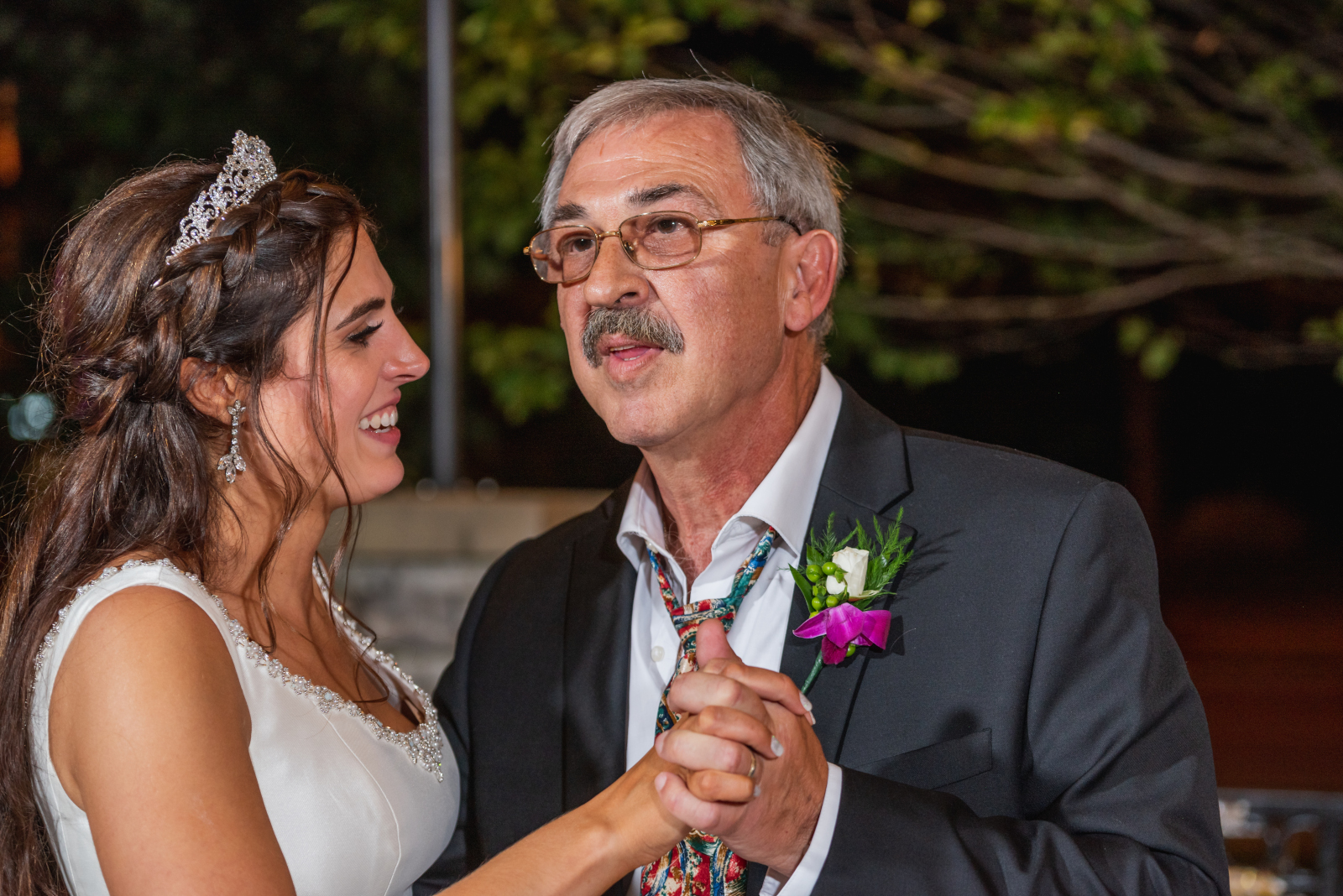 Bride and dad, father of the bride, father daughter dance, formal wedding dance, slow dance, music, wedding DJ, Sound Precision Entertainment, cute, sweet wedding reception at Crocker Park, Westlake OH