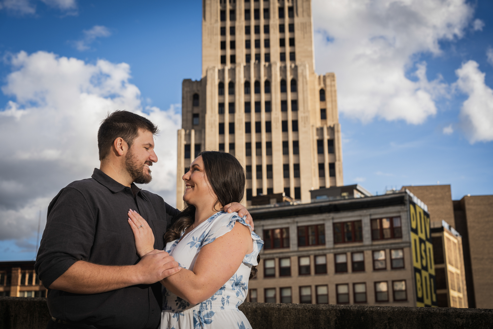 A Love Story Unveiled: Matt and Kayleigh’s Downtown Cleveland Engagement Extravaganza!